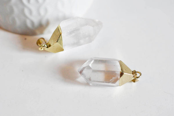 EP Pendentif pointe cristal transparent doré , x1 (G1034)