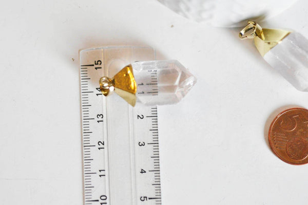 EP Pendentif pointe cristal transparent doré , x1 (G1034)
