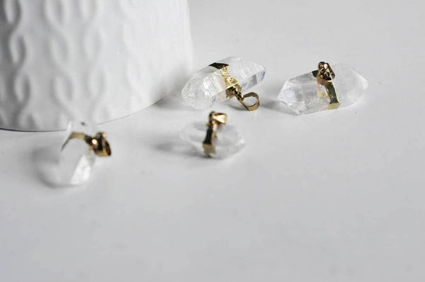 EP Pendentif pointe cristal transparent doré,fournitures créatives,pendentif, pendentif pierre,cristal naturel, pendentif cristal,20-45mm-G793