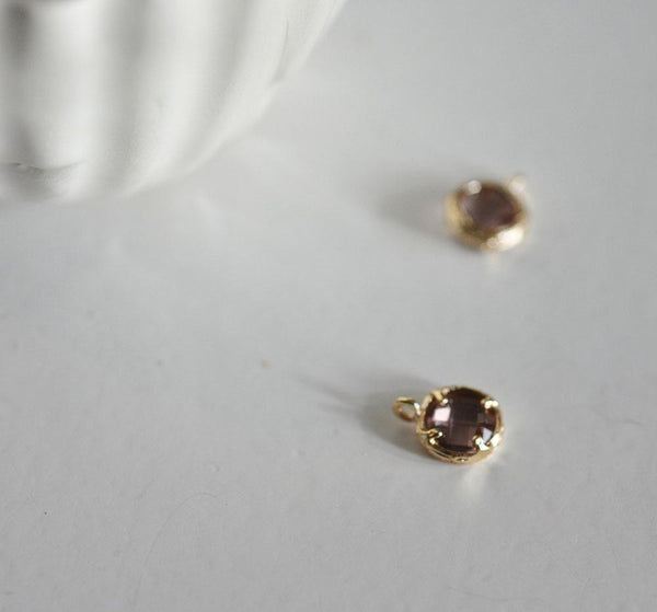 EP Pendentif rond doré 24 carats cristal violet,fournitures créatives,pendentif cristal, pendentif doré,cristal violet,création bijoux,10mm