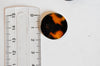 EP Pendentif rond écaille, fourniture bijoux, perle acétate, création bijoux, perles plastique,connecteur plastique,x 2, 2.2cm-G624