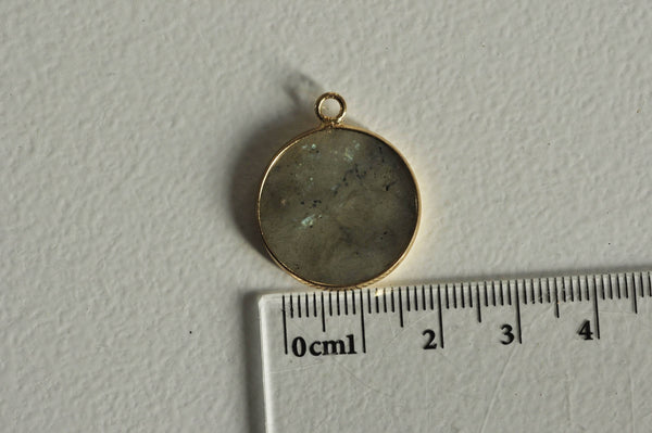 EP Pendentif rond labradorite naturelle,pendentif rond,26mm, x1 G1043