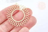 Pendentif soleil acier inoxydable 201 doré 39mm, x1 (G6671)