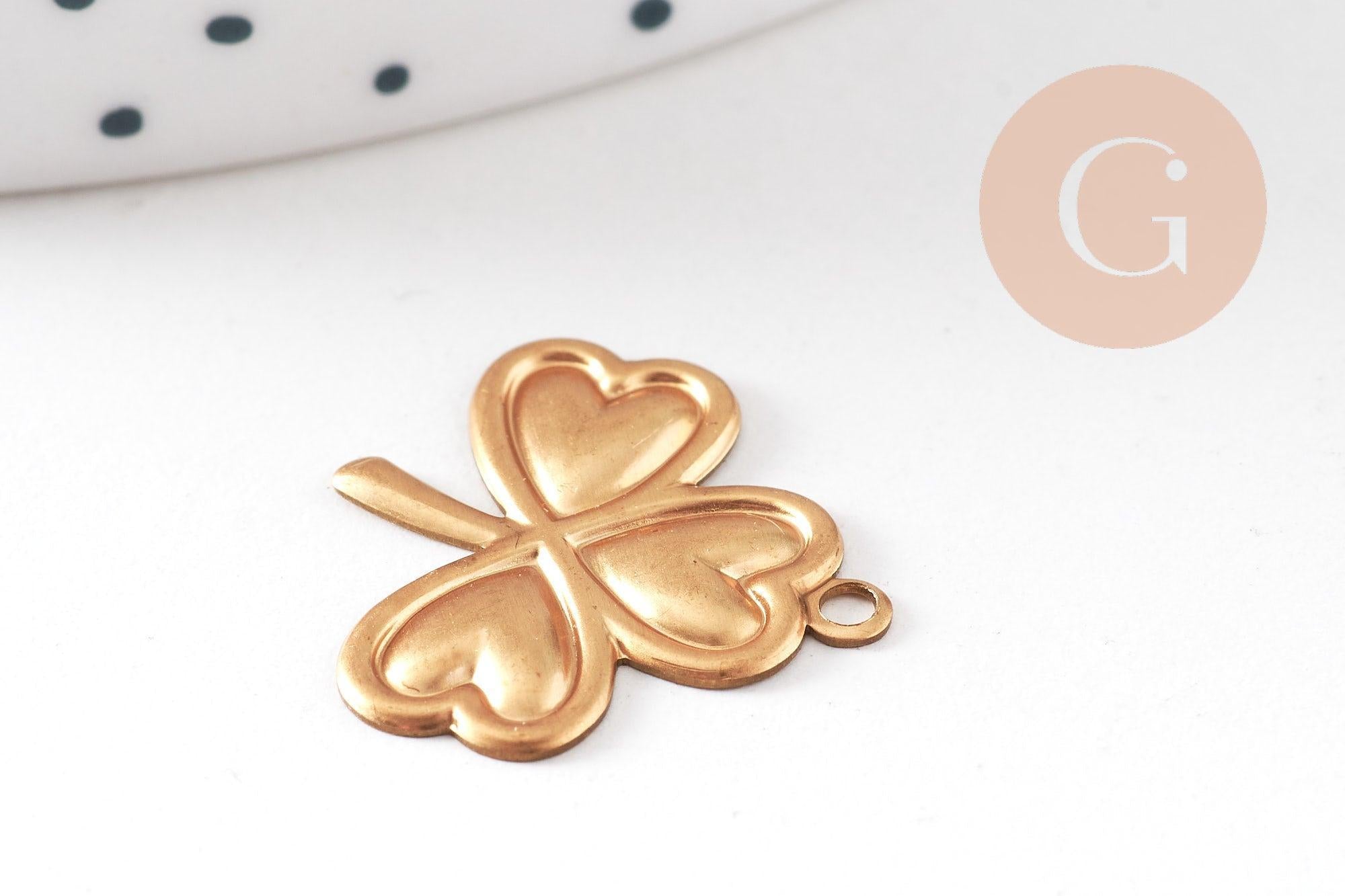 Pendentif trèfle en laiton , x2 (G8026)