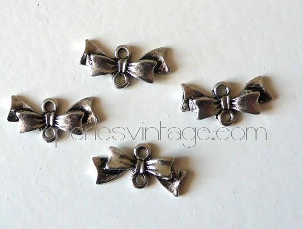 EP Pendentifs noeud couleur ARGENT,fournitures créatives,noeud papillon, breloque argent, fabrication bijoux, 20mm, les 10-G748