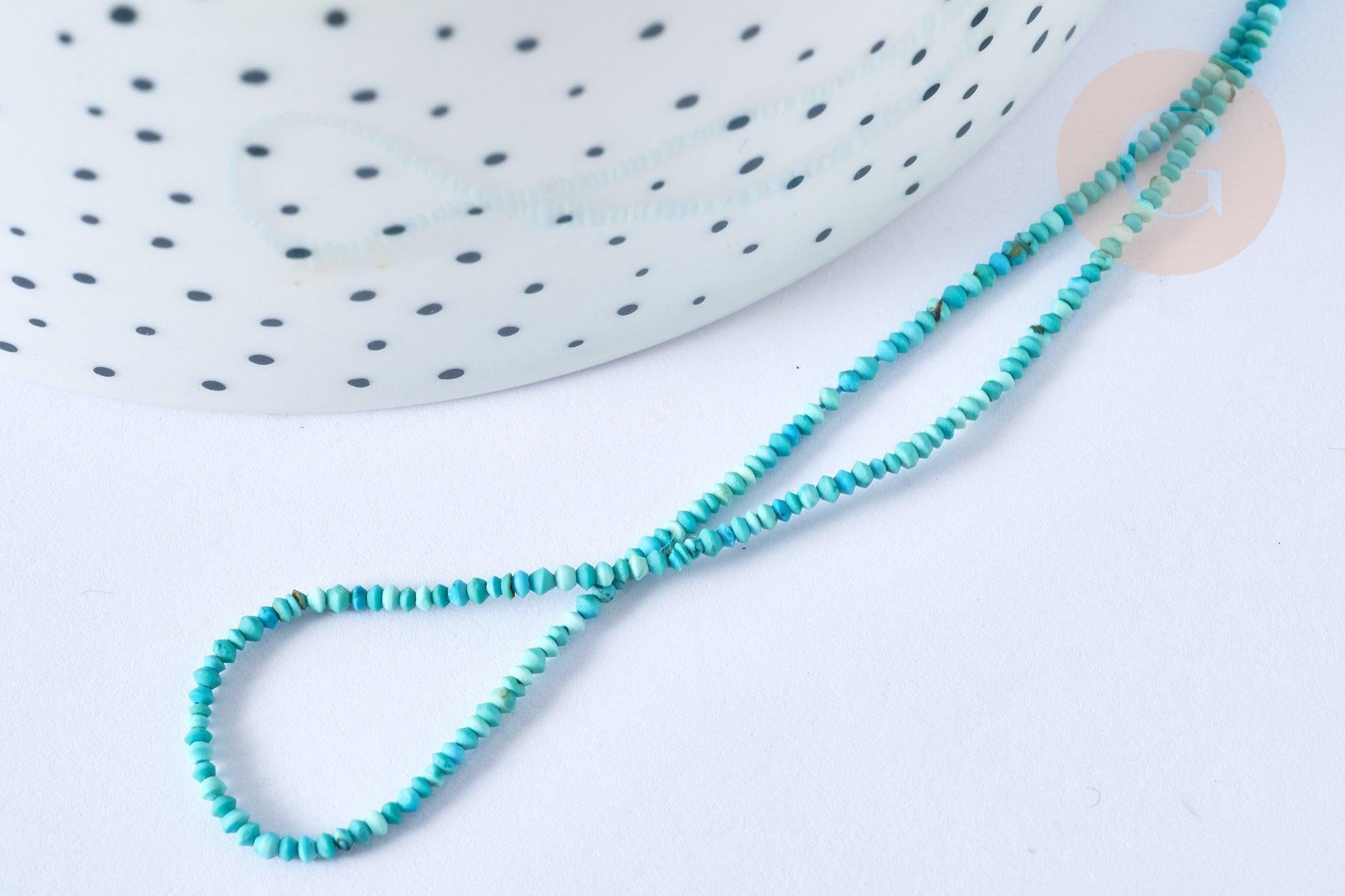 Perle abacus turquoise naturelle 1mm, x1 fil de 30cm (G7224)