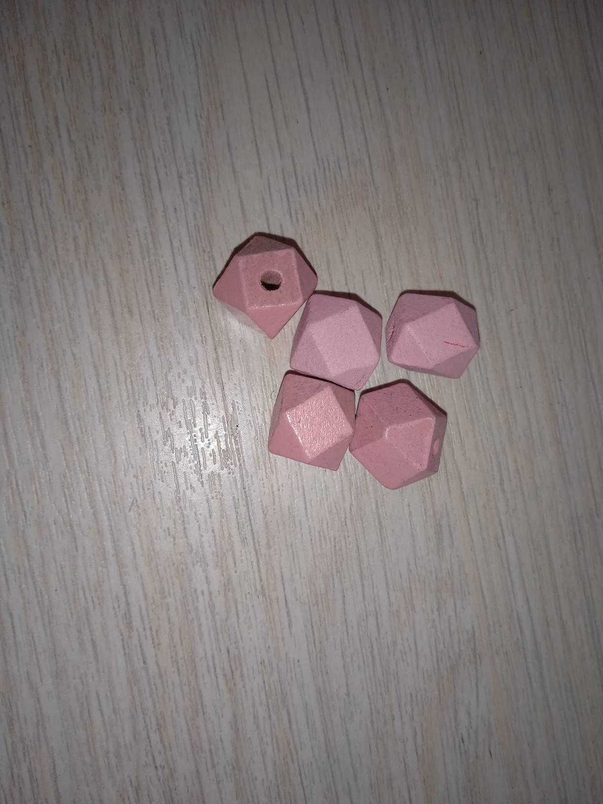 EP Perle bois rose hexagonale,fournitures créatives, perles bois,création bijoux,perle hexagone,Perles géométriques,11mm, x 5,G6056