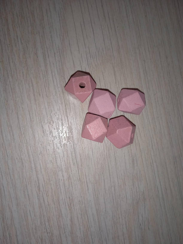 EP Perle bois rose hexagonale,fournitures créatives, perles bois,création bijoux,perle hexagone,Perles géométriques,11mm, x 5,G6056