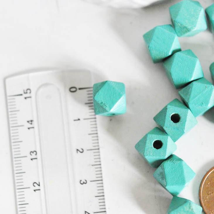 EP Perle bois vert hexagonale,fournitures créatives, perles bois,création bijoux,perle hexagone,Perles géométriques,11mm, x 5- G6052