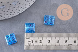 Perle carrée verre millefiori, perle verre,verre artisanal, perle bijou été,création bijoux 11mm, x5 (G5366)
