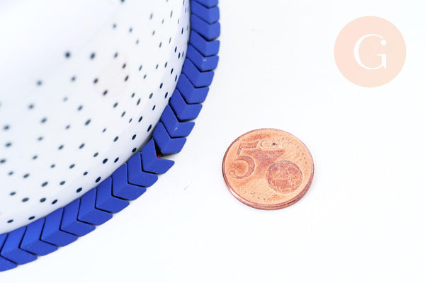 EP-Perle chevron bleu roi hématite synthétique 7mm, pierre, le fil de 40cm G6727