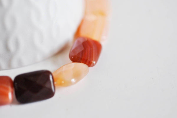 EP Perle cornaline orange naturelle rectangle, x1 fil de 13 perles (G1355)