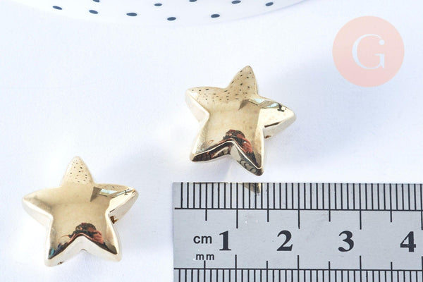EP- Perle étoile plastique doré 18mm , perle plastique doré création bijoux,x 10 perles G6400