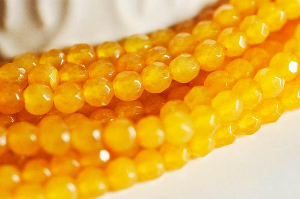 EP Perle jade jaune vif,perle jade,pierre naturellel,perle pierre, facette,jade,4mm,fil de 37cm, x1 G7460