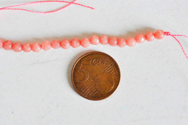 EP Perle jade rose rodochrosite, fourniture créative, perle jade,pierre naturelle,jade naturel,perle pierre,perle facette,4mm,fil de 91 perles