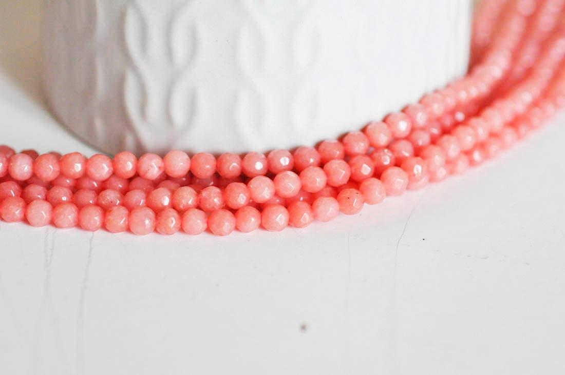 EP Perle jade rose rodochrosite, fourniture créative, perle jade,pierre naturelle,jade naturel,perle pierre,perle facette,4mm,fil de 91 perles