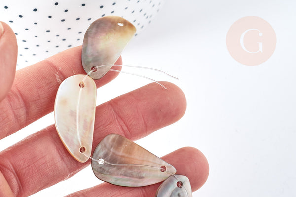 EP Perle ovale nacre marron naturelle, perle nacre carré,nacre naturelle, coquillage marron, 23-34mm,x5 G3829