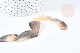 EP Perle ovale nacre marron naturelle, perle nacre carré,nacre naturelle, coquillage marron, 23-34mm,x5 G3829