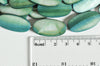 EP Perle ovale nacre verte naturelle, perle rectangulaire, coquillage teinté vert, 30mm, fil de 13-G1061