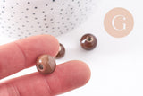EP-Perle porcelaine marron, perle ronde,perle céramique, création bijoux,perle marron, 1.5cm, x5 G2972