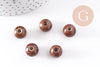 EP-Perle porcelaine marron, perle ronde,perle céramique, création bijoux,perle marron, 1.5cm, x5 G2972