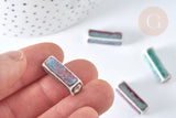 EP Perle porcelaine rectangle bleu clair 25~29mm,création bijoux céramique, x 5 G7480