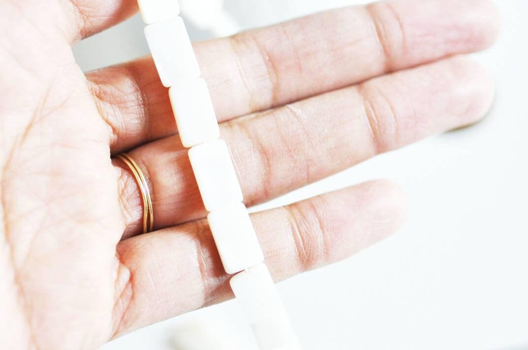 EP Perle rectangle nacre blanche naturelle 14mm, x5 (G1074)