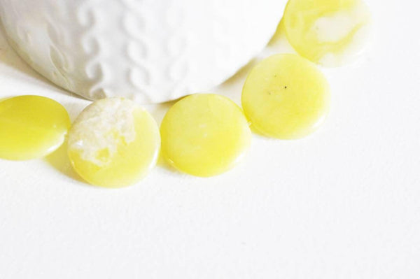 EP Perle ronde jade jaune feuille,pierre précieuse,pierre naturelle,jade jaune naturel,perle pierre,pierre roulée,bijou pierre,22mm,les 5-G600