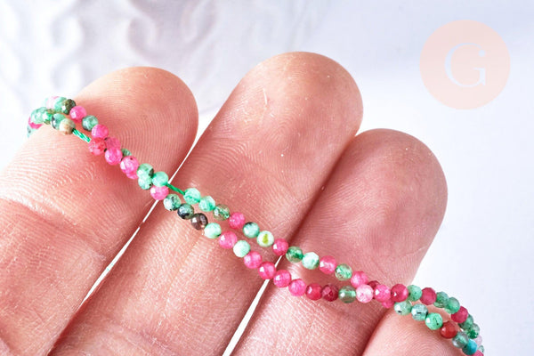 EP -Perle ronde rubis sur zoisite facetté 2mm, perle pierre naturelle, création bijou pierre naturelle,le fil de 39cm G6788