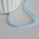 EP Perle ronde verre bleu 4mm, x1 fil 80 perles -G861