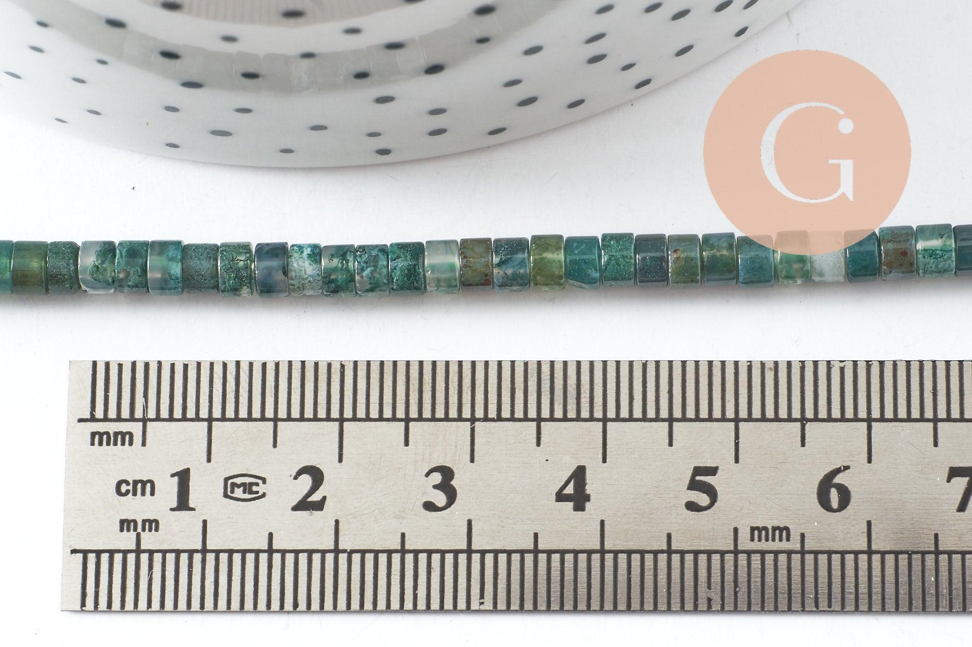 Perle rondelle agate mousse, perle agate ,agate mousse naturelle, perle pierre, 4mm, fil de 160 perles, x1 (G3017)