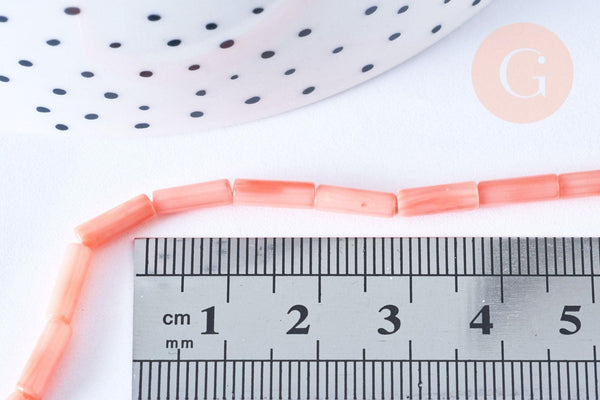 EP Perle tube bambou de mer rose, perle imitation corail pour fabrication bijoux en bambou de mer naturel, fil de 40cm G6591