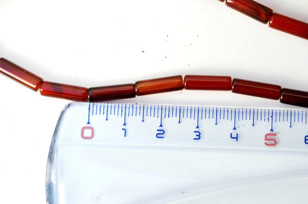 EP -Perle tube cornaline naturelle 13-14mm, x1 fil de 38cm G4370