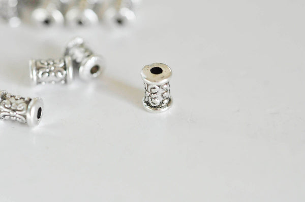 EP Perle tube intercalaire argent gravé, fournitures créatives, perles argent, création bijoux,rondelles, perles intercalaires,x 10, 7mm