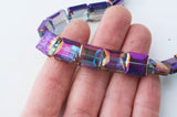 Perle verre carré irisé facetté 13mm,x1 fil 40 perles (G6067)