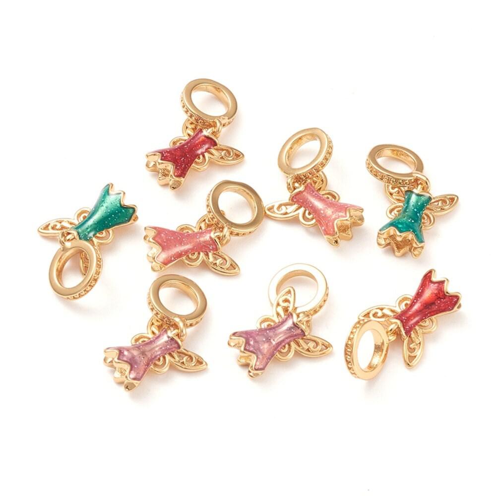 EP Perles avec un grand trou , Plaqué longue durée, jupe de fée, véritable 18k plaqué or, couleur mixte