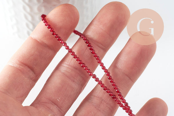 EP-Perles jade bordeau 2mm, jade naturel, perles bijoux,2mm,fil de 38 cm, x1 (G2001)