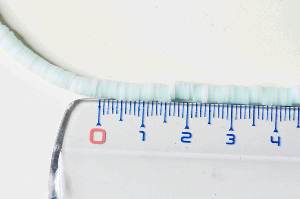 EP -Perles polymère bleu turquoise clair heishi 4mm,fabrication bijoux, Perles plastique, perle heishi disque, 4mm,le fil de 320 perles G4208