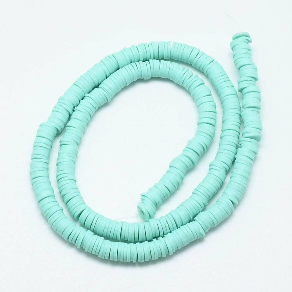 EP -Perles polymère bleu turquoise clair heishi 4mm,fabrication bijoux, Perles plastique, perle heishi disque, 4mm,le fil de 320 perles G4208