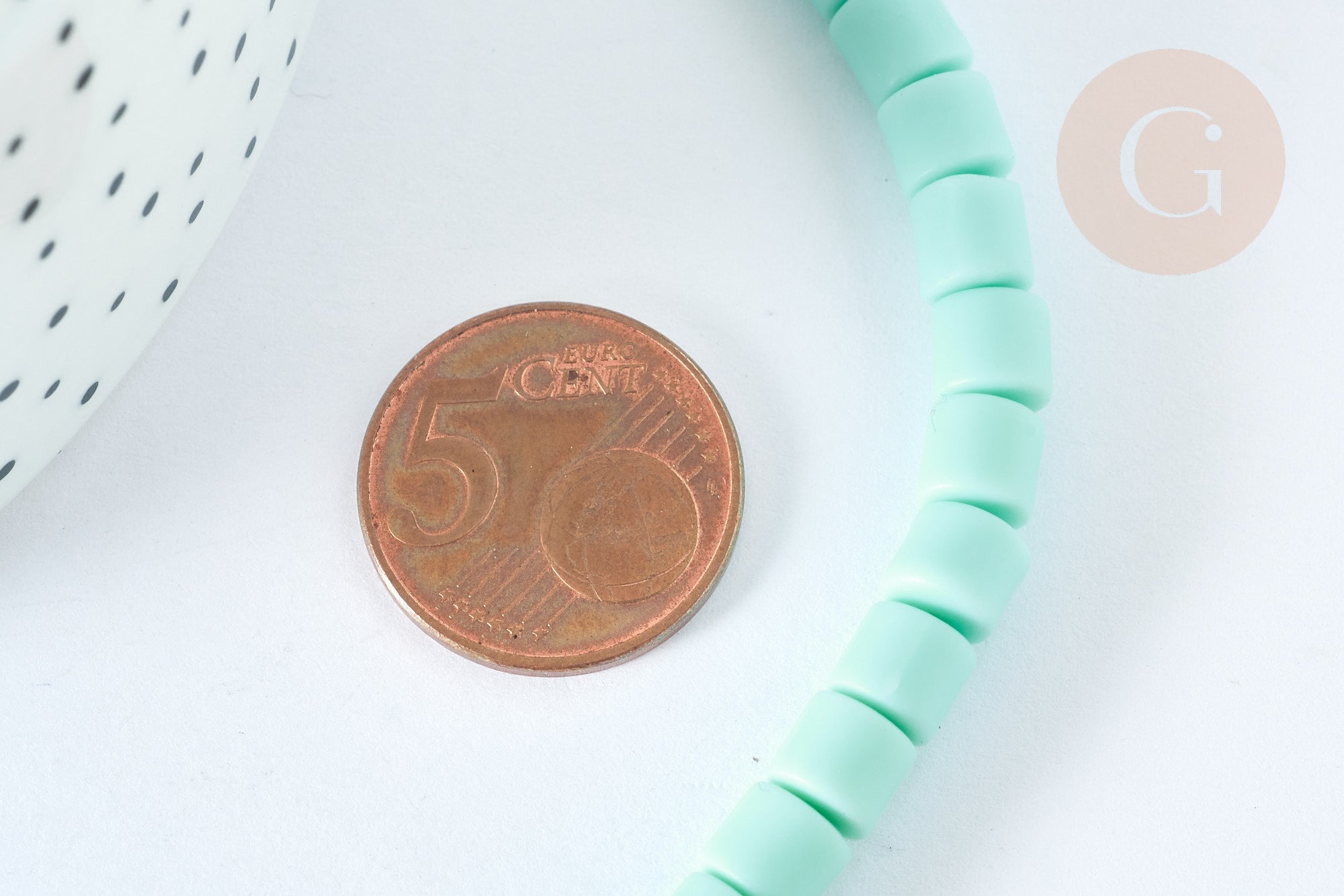 EP-Perles polymère tube Turquoise 6.5x6 mm, fabrication bijoux heishi plastique,le fil de 40cm G7198