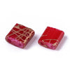 EP-Perles rocaille carré verre rectangle rouge, perle carré création bracelet, perle tila,4.5mm,2 trous, x 50 (4.8GR) (G5477)