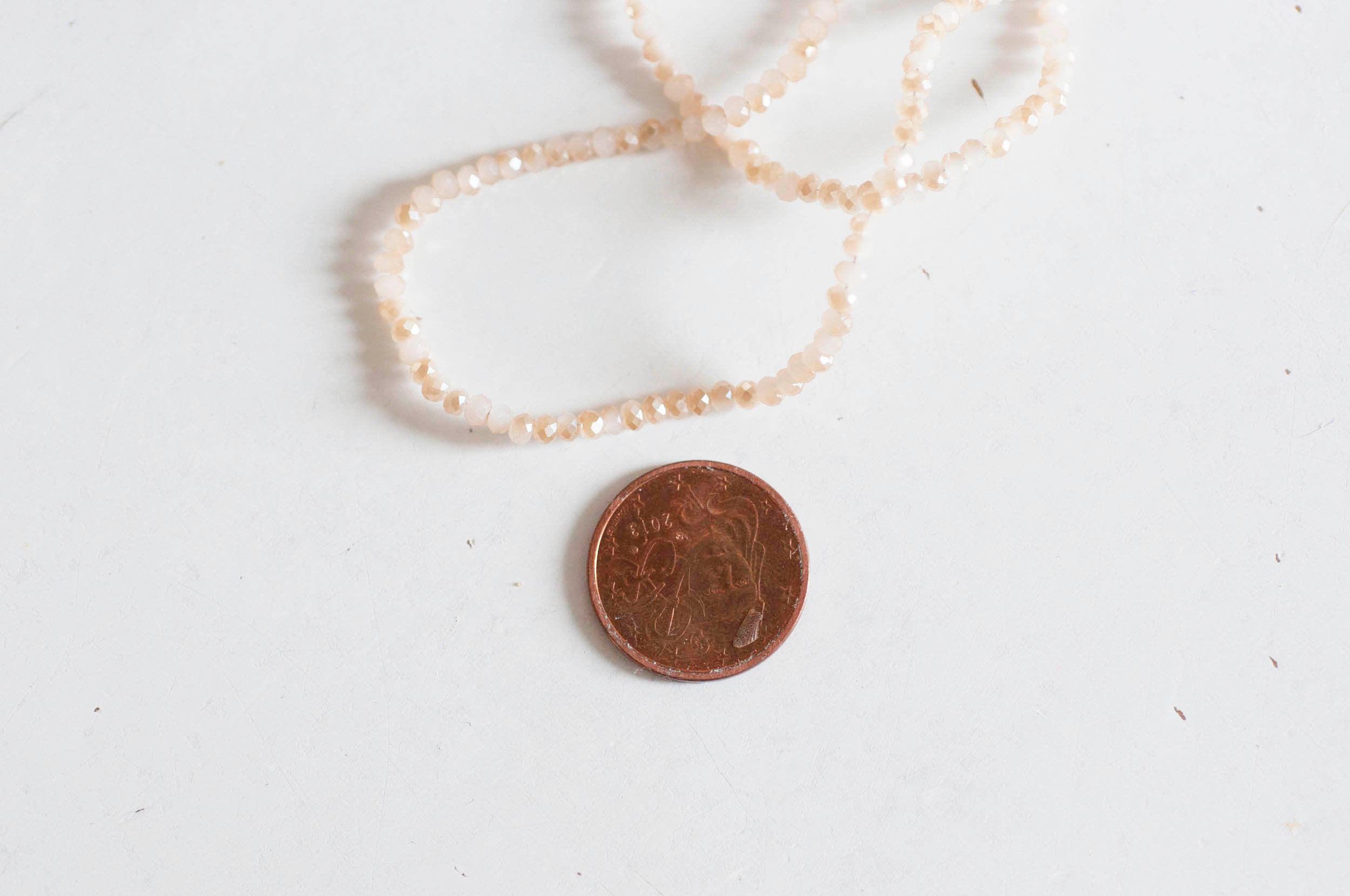 EP Perles toupies cristal beige irisé, perles bijoux, perle cristal,Perle verre facette,création bijoux, fil de 200, 2.5mm-G2005