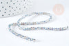EP-Perles toupies cristal gris transparent irisé gris 3.5x2.5mm, perles bijoux, perle cristal,Perle verre facette, fil 25.4cm G8594