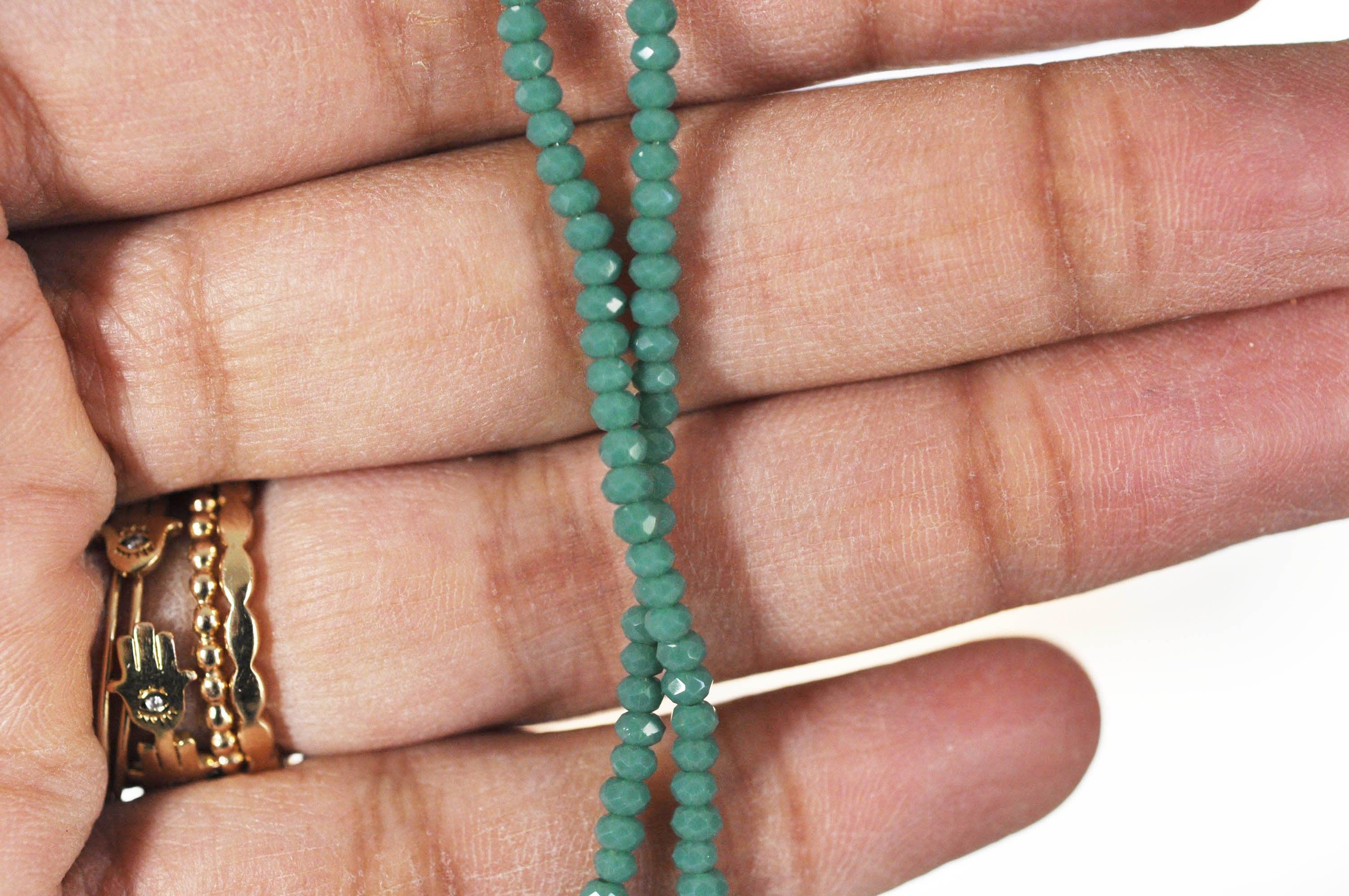 EP Perles toupies vert émeraude, perles bijoux, perle cristal vert, Perle verre facette, création bijoux, fil de 180, 3mm-G623