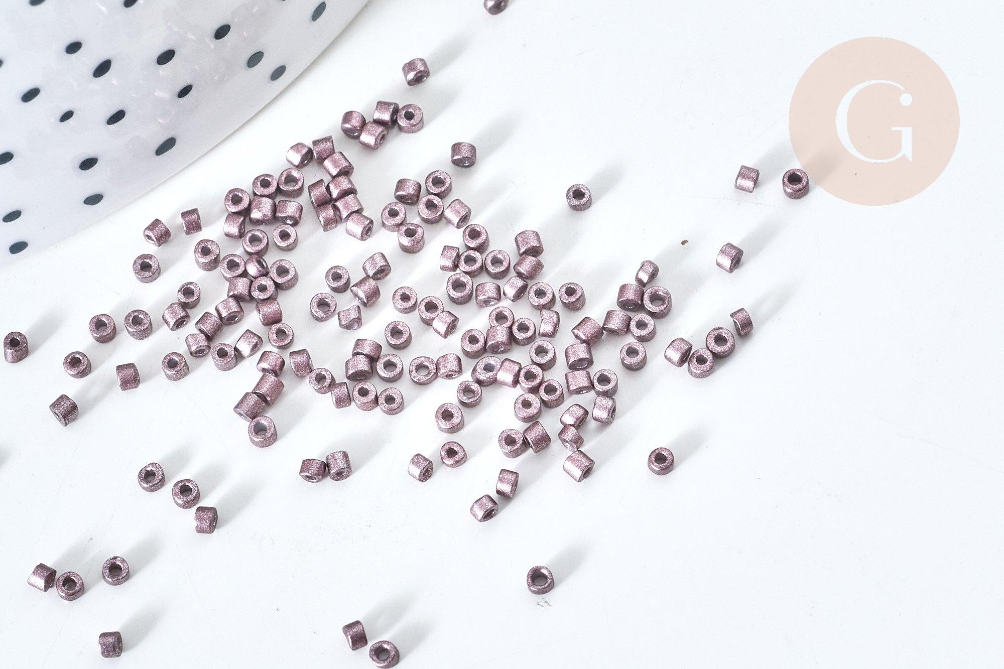 EP-Perles tube verre marron glacé métallisé mat façon Delica miyuki, x1 sachet de 8g (G7771)