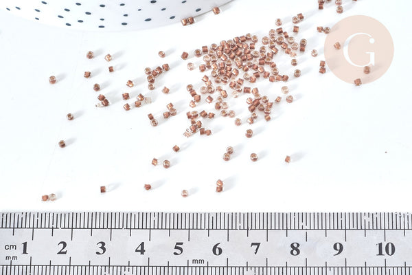EP-Perles tube verre marron transparent façon Delica miyuki, x1 sachet de 8g (G7778)