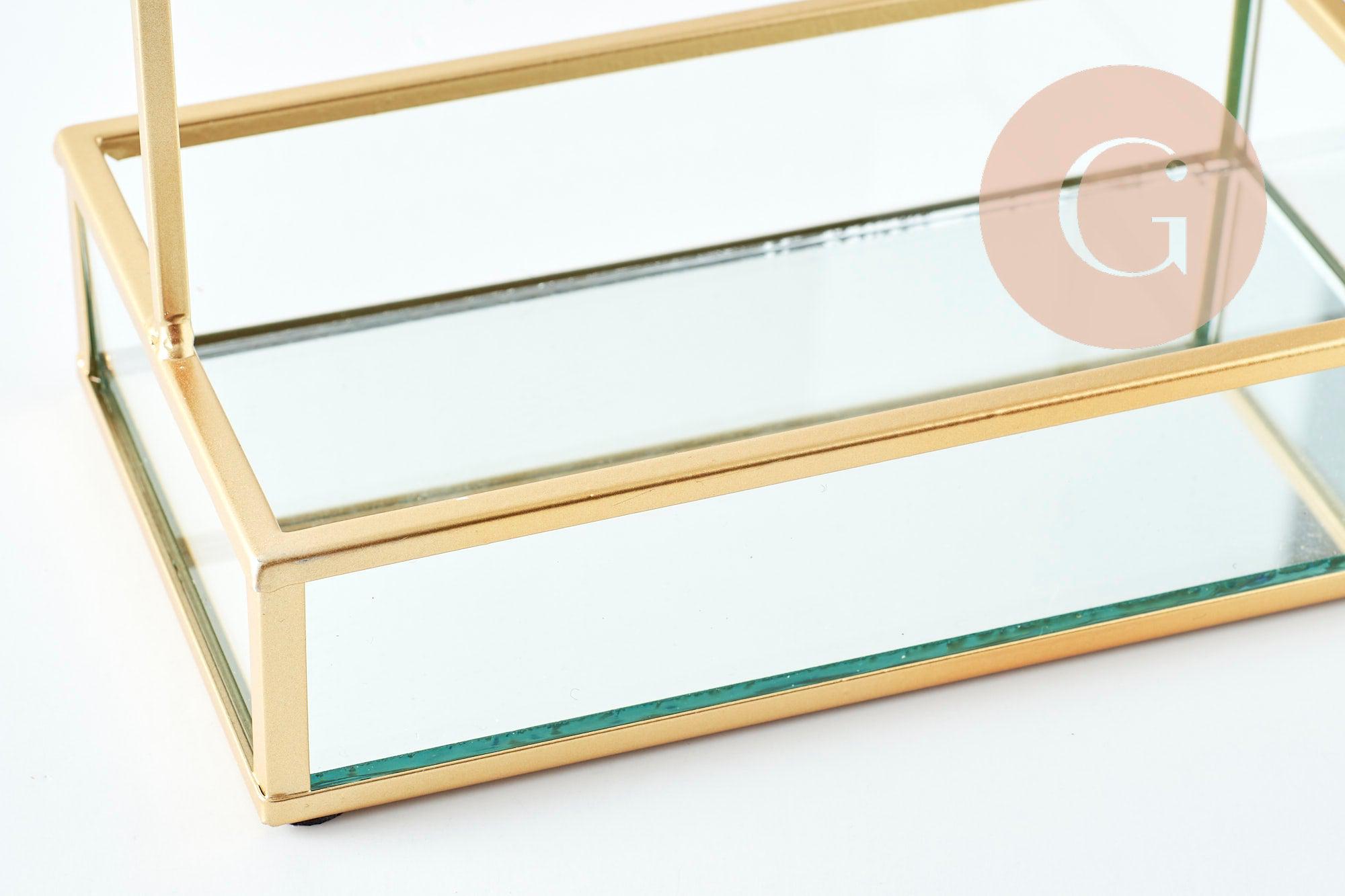 EP-Présentoir à bijoux fer doré miroir, présentoir pour rangement de bijoux, x1 G9395