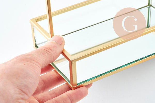 EP-Présentoir à bijoux fer doré miroir, présentoir pour rangement de bijoux, x1 G9395