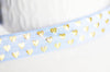 EP Ruban élastique bleu coeurs or EFJF 16mm,1 mètre-G1522