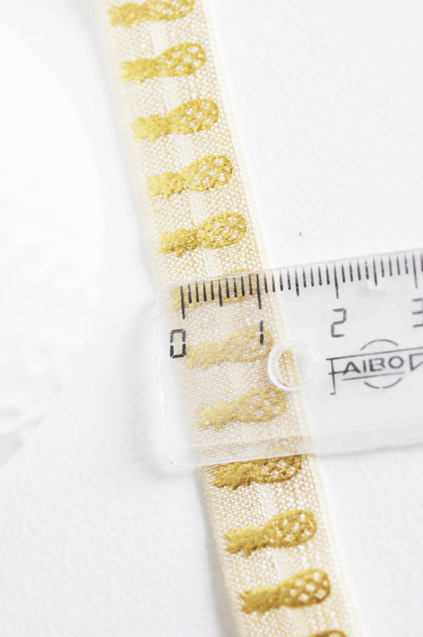EP -Ruban élastique écru or ananas EFJF, fabrication bijoux,bracelet EVJF,ruban mariage,fourniture créative, scrapbooking,16mm,1 mètre-G1585